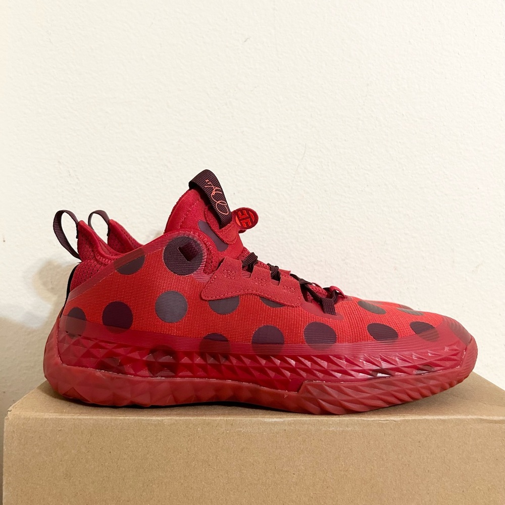 Adidas Harden Vol. 5 Futurenatural Red Polka Dot size 10 H68595 2021 PRE-OWNED